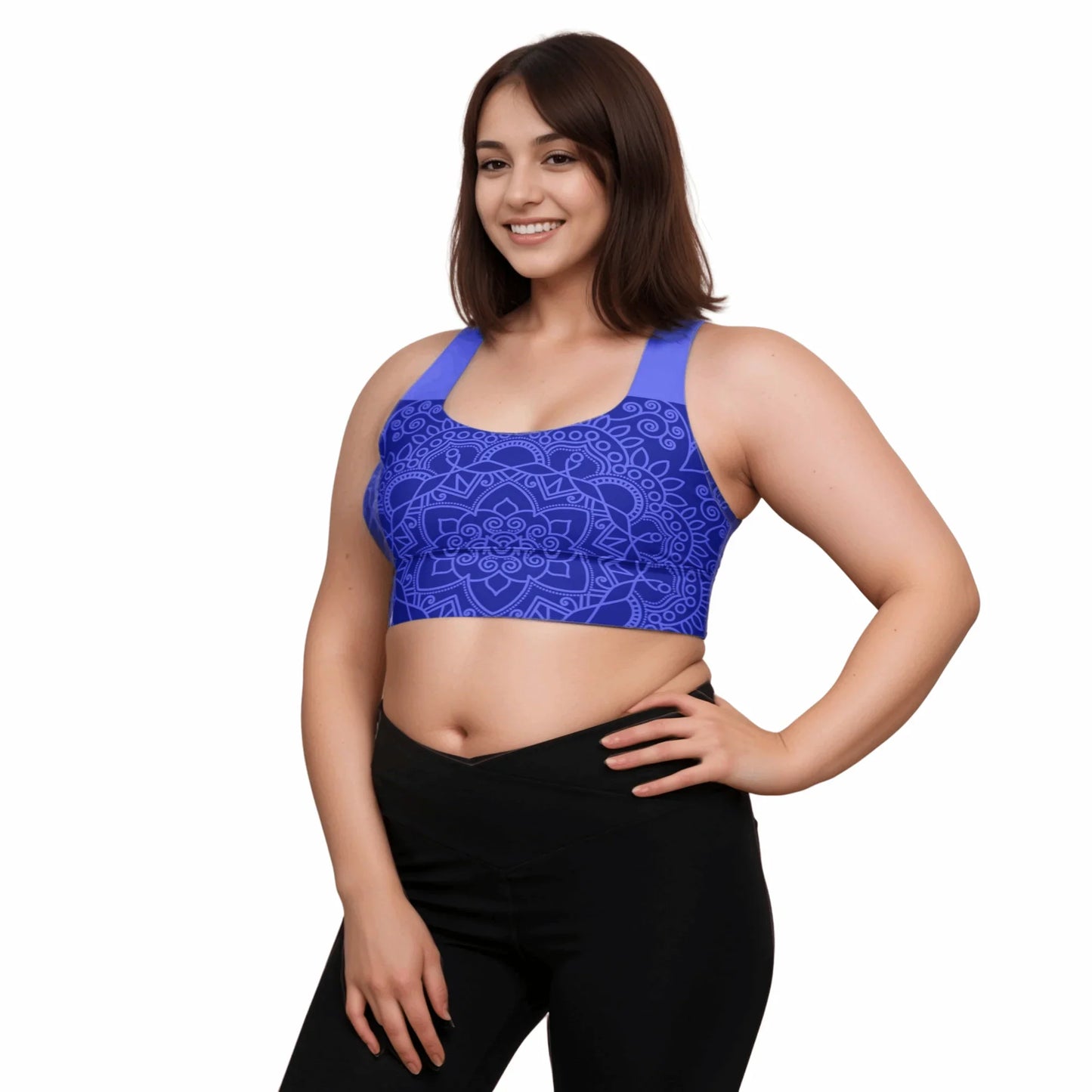 Mix Match - Blue - Plus Athlo Super Support Bra sustainable fashion athleisure includes plus size activewear yoga clothes unique flare leggings shorts dresses one pieces travel wear for ladies