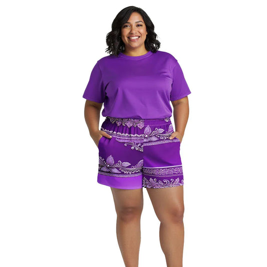 Sanavi Henna -Plus Athlo Rec Shorts sustainable fashion athleisure includes plus size activewear yoga clothes unique flare leggings shorts dresses one pieces travel wear for ladies