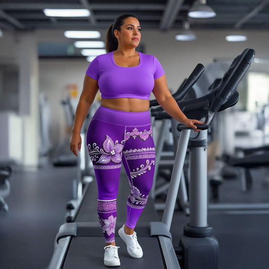 Sanavi Henna -Plus Athlo Yoga Leggings sustainable fashion athleisure includes plus size activewear yoga clothes unique flare leggings shorts dresses one pieces travel wear for ladies