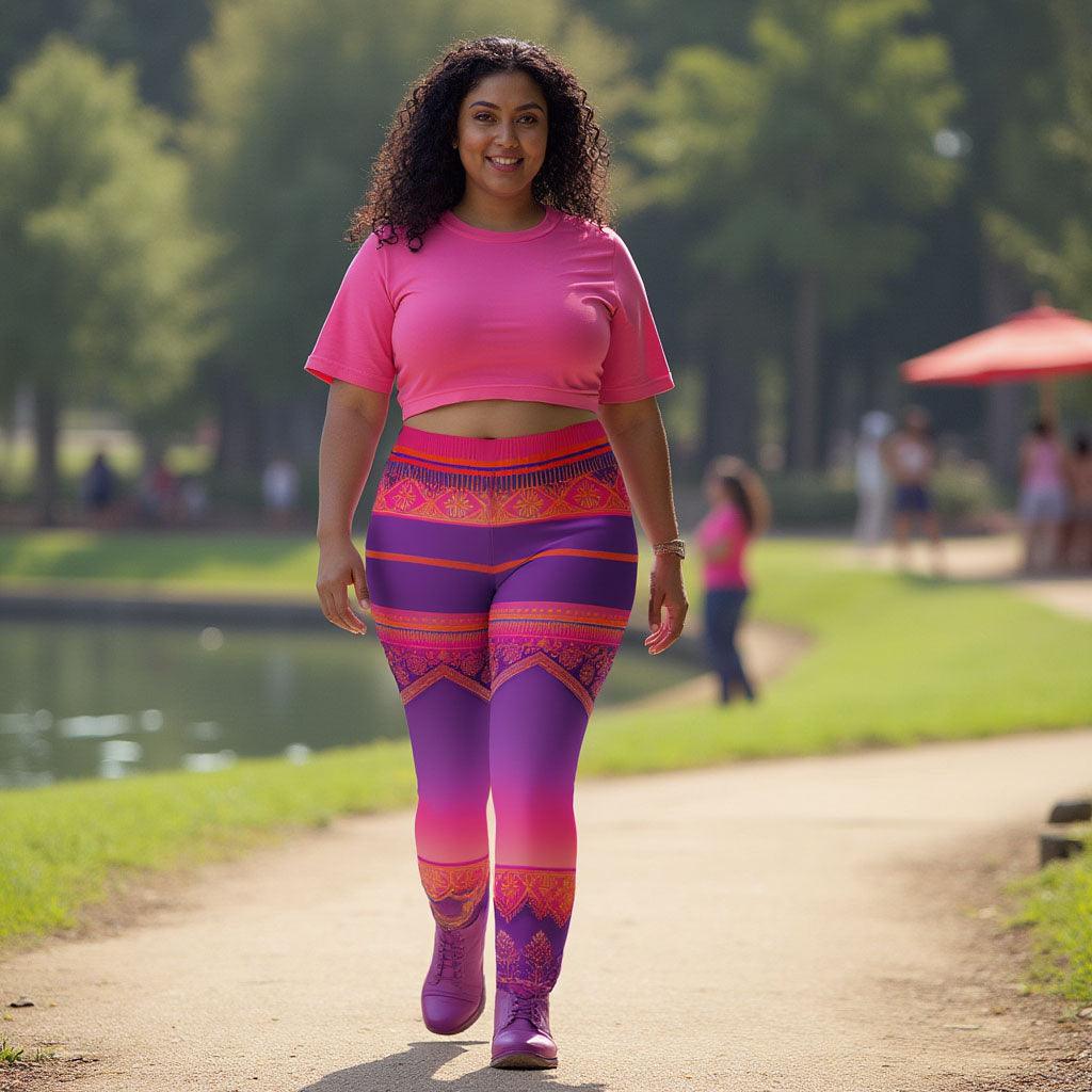 Ronish Sari - Plus Athlo Bell Leggings sustainable fashion athleisure includes plus size activewear yoga clothes unique flare leggings shorts dresses one pieces travel wear for ladies