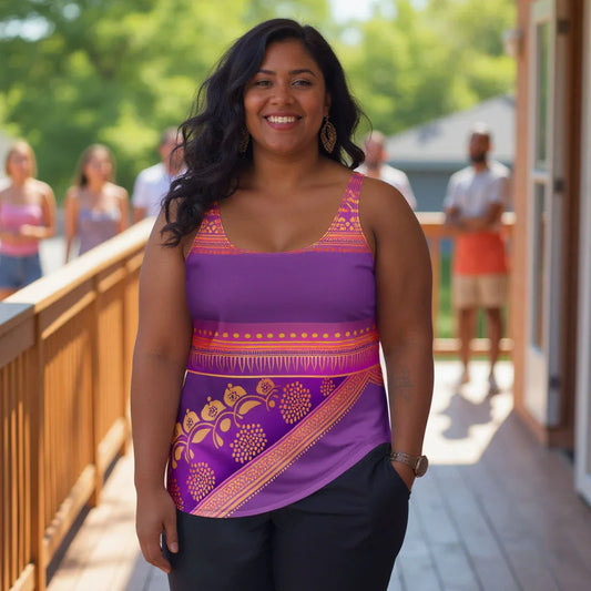 Ronish Sari - Plus Athlo Flex Tank sustainable fashion athleisure includes plus size activewear yoga clothes unique flare leggings shorts dresses one pieces travel wear for ladies