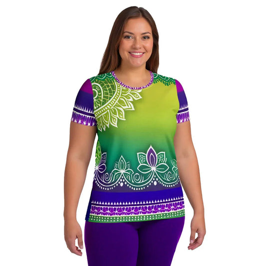 Evani Henna - Plus Athlo Flex Shirt sustainable fashion athleisure includes plus size activewear yoga clothes unique flare leggings shorts dresses one pieces travel wear for ladies