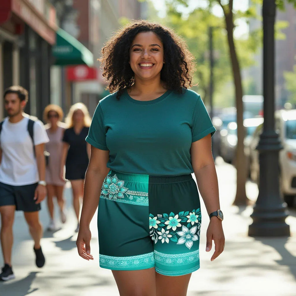 Heeya Henna - Plus Athlo Rec Shorts sustainable fashion athleisure includes plus size activewear yoga clothes unique flare leggings shorts dresses one pieces travel wear for ladies