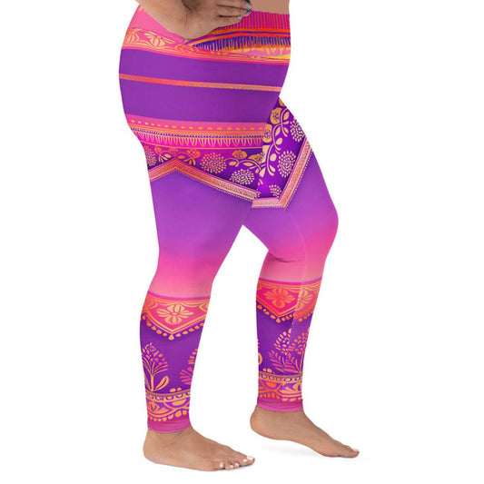 Ronish Sari - Plus Athlo Yoga Leggings sustainable fashion athleisure includes plus size activewear yoga clothes unique flare leggings shorts dresses one pieces travel wear for ladies