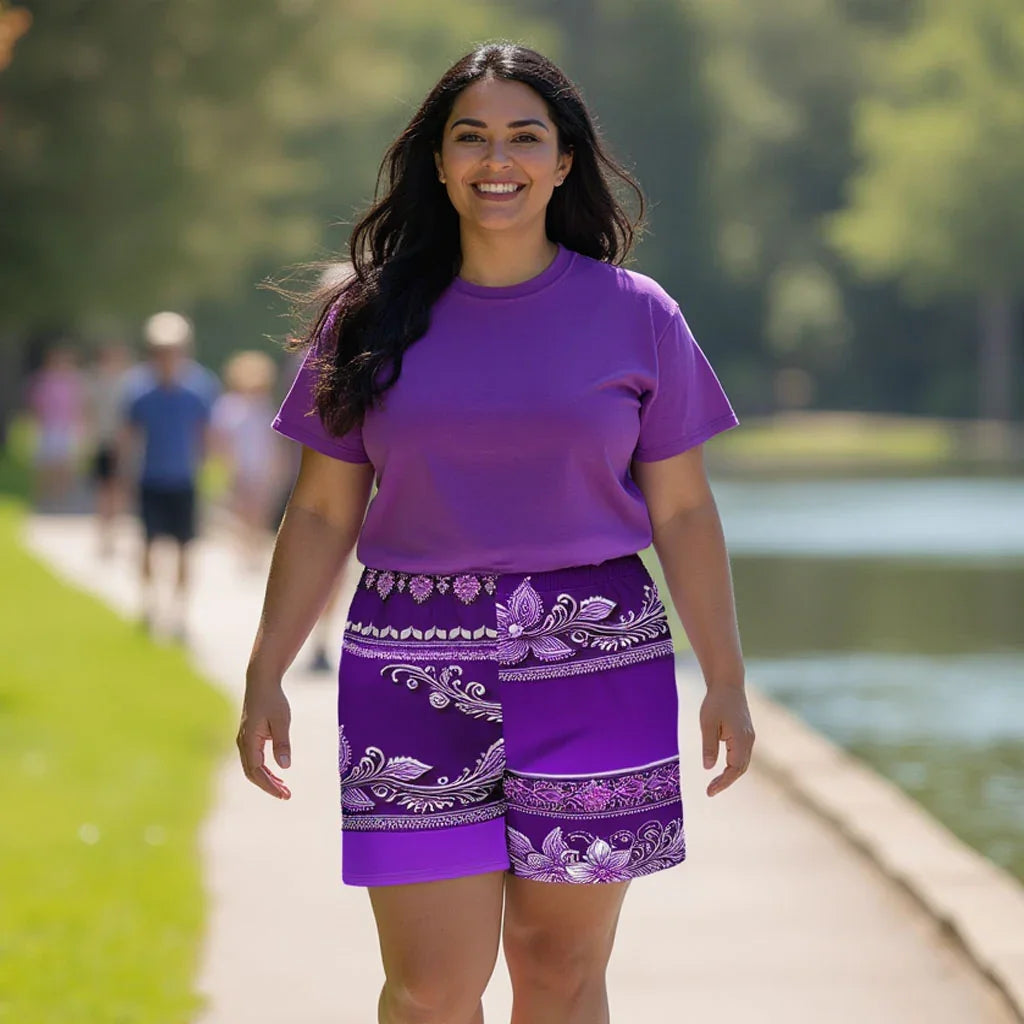 Sanavi Henna -Plus Athlo Rec Shorts sustainable fashion athleisure includes plus size activewear yoga clothes unique flare leggings shorts dresses one pieces travel wear for ladies