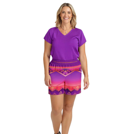 Ronish Sari - Athlo Rec Shorts sustainable fashion athleisure includes plus size activewear yoga clothes unique flare leggings shorts dresses one pieces travel wear for ladies