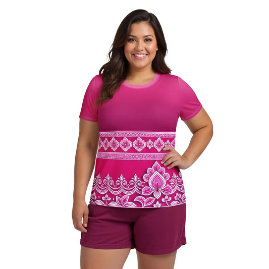 Vai Henna - Plus Athlo Flex Shirt sustainable fashion athleisure includes plus size activewear yoga clothes unique flare leggings shorts dresses one pieces travel wear for ladies