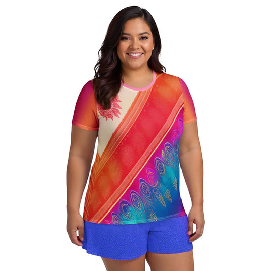 Jaini Sari - Plus Athlo Flex Shirt sustainable fashion athleisure includes plus size activewear yoga clothes unique flare leggings shorts dresses one pieces travel wear for ladies