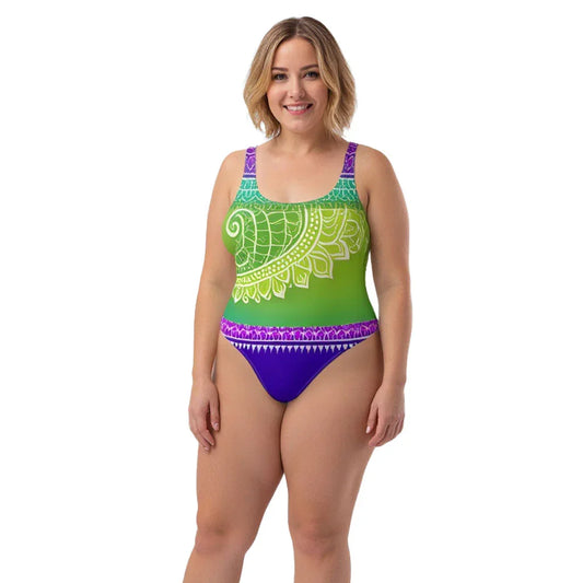 Evani Henna - Plus Athl Swimsuit sustainable fashion athleisure includes plus size activewear yoga clothes unique flare leggings shorts dresses one pieces travel wear for ladies
