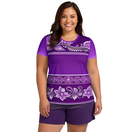 Sanavi Henna - Plus Athlo Flex Shirt sustainable fashion athleisure includes plus size activewear yoga clothes unique flare leggings shorts dresses one pieces travel wear for ladies