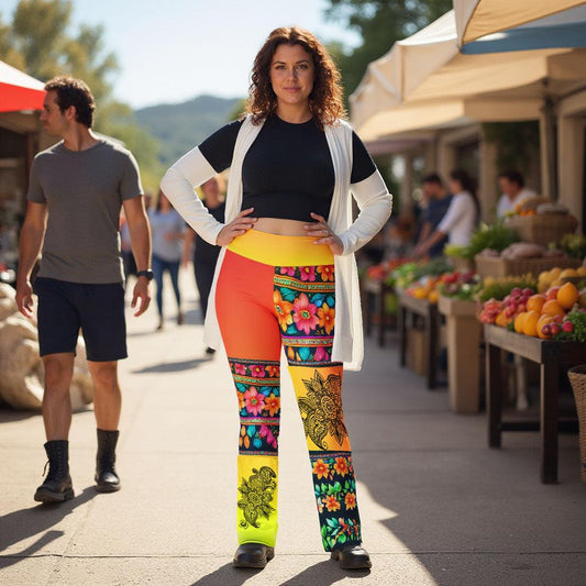 Lexani - Athlo Bell Leggings sustainable fashion athleisure includes plus size activewear yoga clothes unique flare leggings shorts dresses one pieces travel wear for ladies