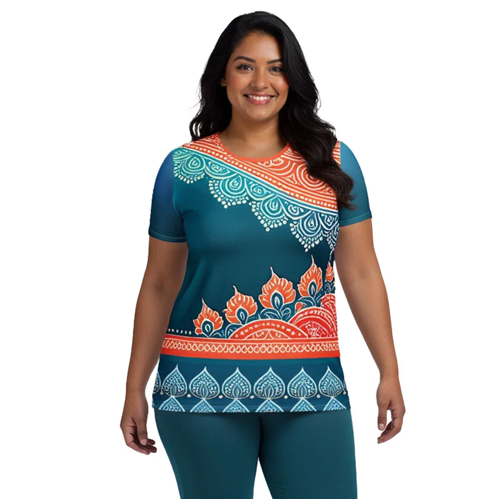 Arsha Henna - Plus Athlo Flex Shirt sustainable fashion athleisure includes plus size activewear yoga clothes unique flare leggings shorts dresses one pieces travel wear for ladies