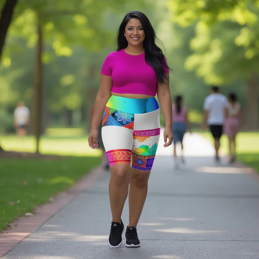 Chellam - Plus Athlo Yoga Long Shorts sustainable fashion athleisure includes plus size activewear yoga clothes unique flare leggings shorts dresses one pieces travel wear for ladies