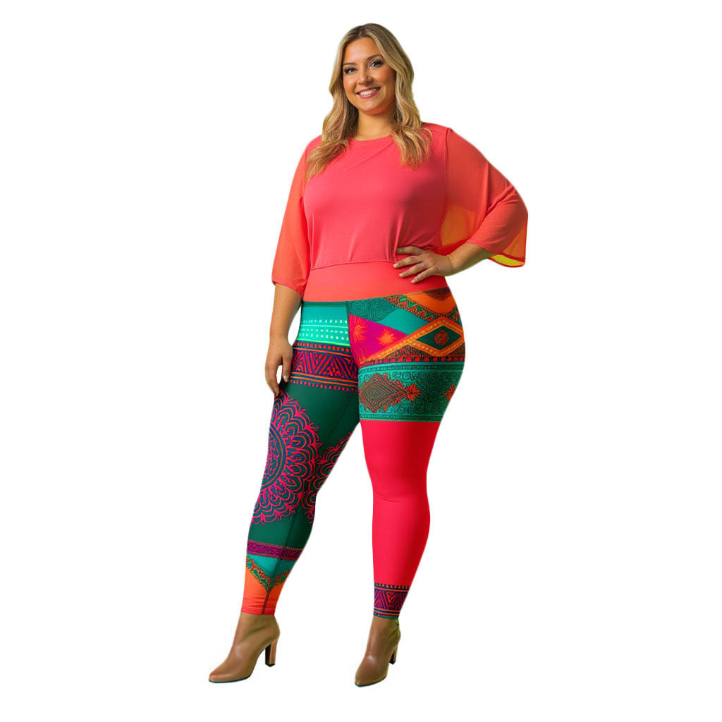 Sita - Plus Athlo / Yoga Leggings best workout and yoga pants for women affordable sustainable recycled unique cool funky plus size leggings by Namaste Fashion