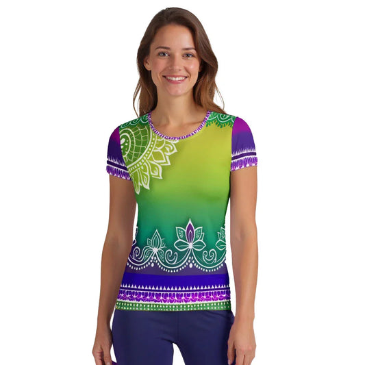 Evani Henna - Athlo Flex Shirt sustainable fashion athleisure includes plus size activewear yoga clothes unique flare leggings shorts dresses one pieces travel wear for ladies