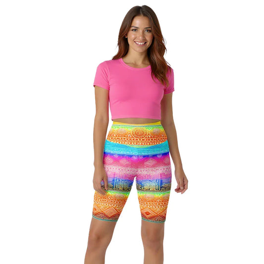 Deshan - Athlo Yoga Long Shorts sustainable fashion athleisure includes plus size activewear yoga clothes unique flare leggings shorts dresses one pieces travel wear for ladies