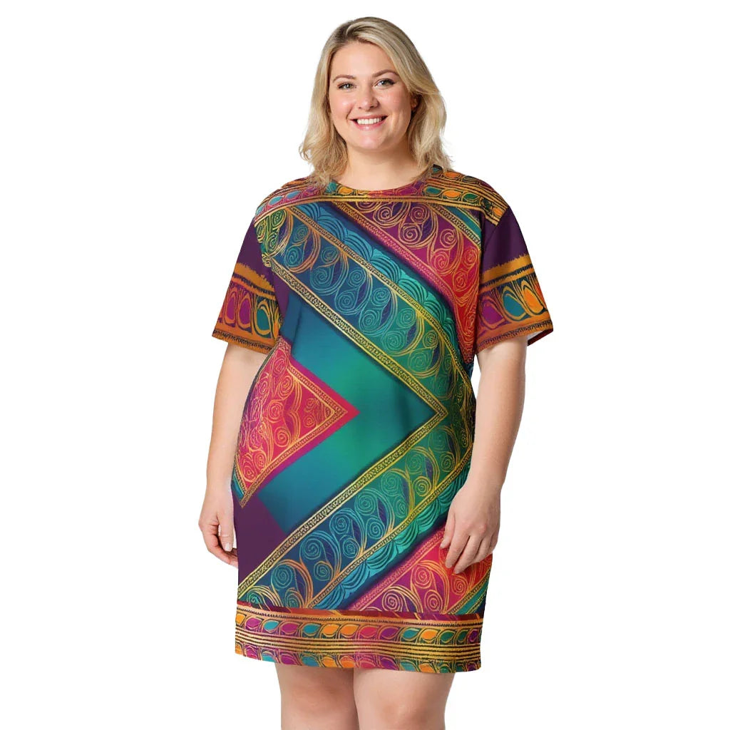 Kasani Sari - Plus Athlo Straight Dress sustainable fashion athleisure includes plus size activewear yoga clothes unique flare leggings shorts dresses one pieces travel wear for ladies