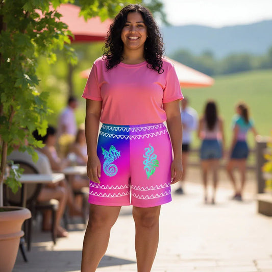 Dragon Desi - Plus Athlo Rec Shorts sustainable fashion athleisure includes plus size activewear yoga clothes unique flare leggings shorts dresses one pieces travel wear for ladies