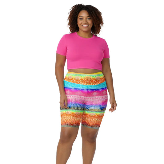 Deshan - Plus Athlo Yoga Long Shorts sustainable fashion athleisure includes plus size activewear yoga clothes unique flare leggings shorts dresses one pieces travel wear for ladies