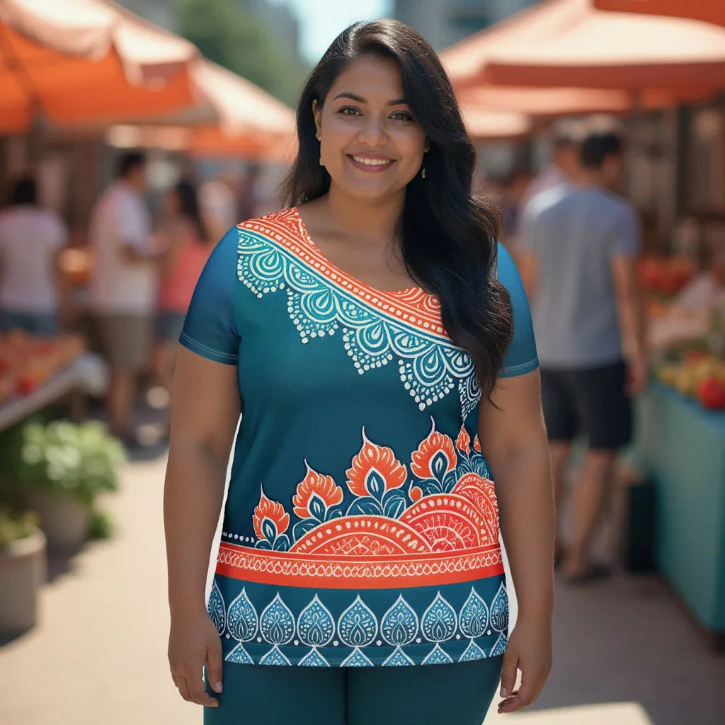 Arsha Henna - Plus Athlo Flex Shirt sustainable fashion athleisure includes plus size activewear yoga clothes unique flare leggings shorts dresses one pieces travel wear for ladies