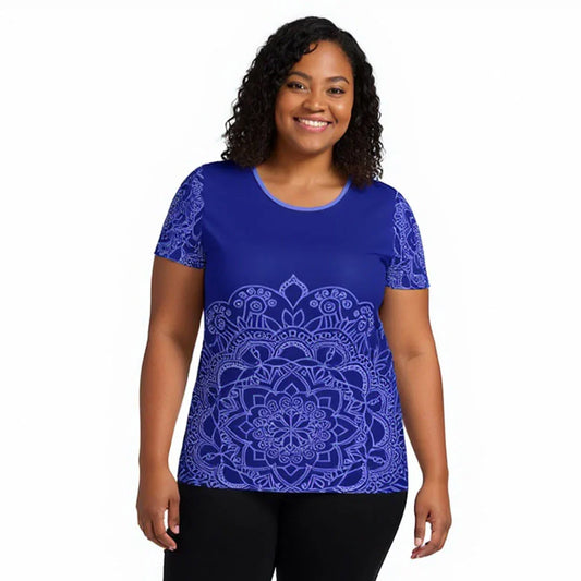 Mix Match - Blue - Plus Athlo Flex Shirt sustainable fashion athleisure includes plus size activewear yoga clothes unique flare leggings shorts dresses one pieces travel wear for ladies