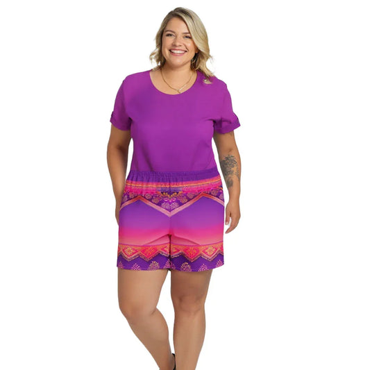 Ronish Sari - Plus Athlo Rec Shorts sustainable fashion athleisure includes plus size activewear yoga clothes unique flare leggings shorts dresses one pieces travel wear for ladies