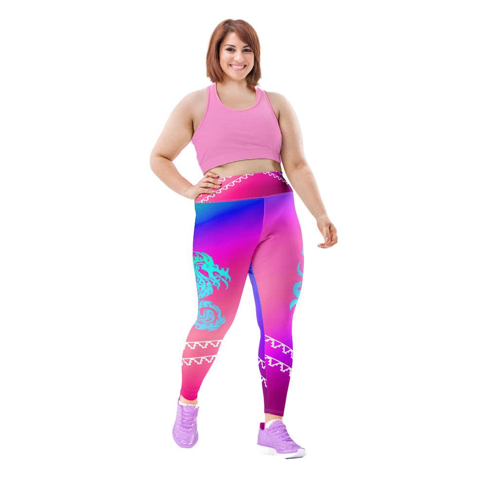 Dragon Desi - Plus Athlo Yoga Leggings sustainable fashion athleisure includes plus size activewear yoga clothes unique flare leggings shorts dresses one pieces travel wear for ladies