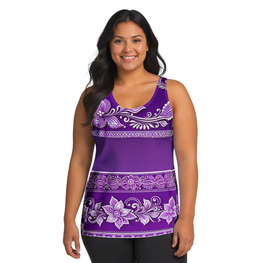 Sanavi Henna -Plus Athlo Flex Tank sustainable fashion athleisure includes plus size activewear yoga clothes unique flare leggings shorts dresses one pieces travel wear for ladies