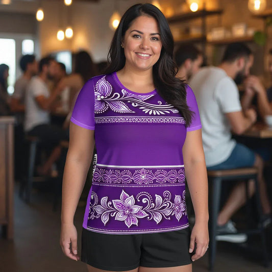 Sanavi Henna - Plus Athlo Flex Shirt sustainable fashion athleisure includes plus size activewear yoga clothes unique flare leggings shorts dresses one pieces travel wear for ladies