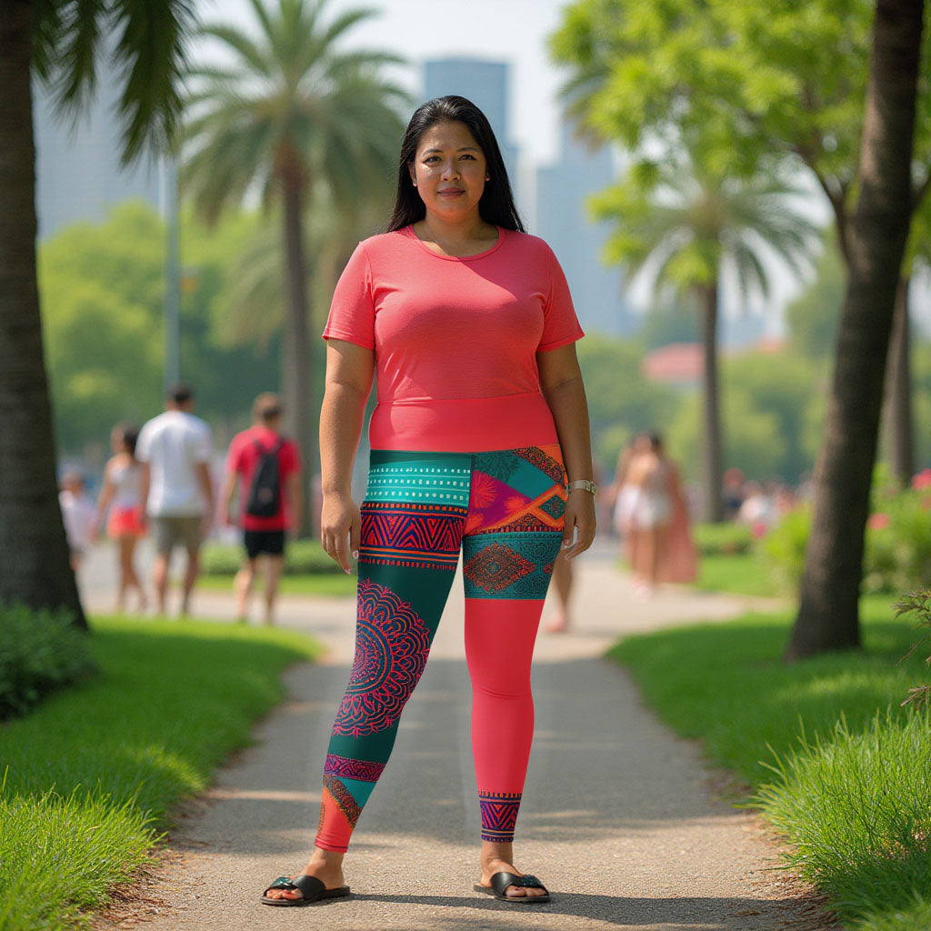 Sita - Plus Athlo / Yoga Leggings best workout and yoga pants for women affordable sustainable recycled unique cool funky plus size leggings by Namaste Fashion