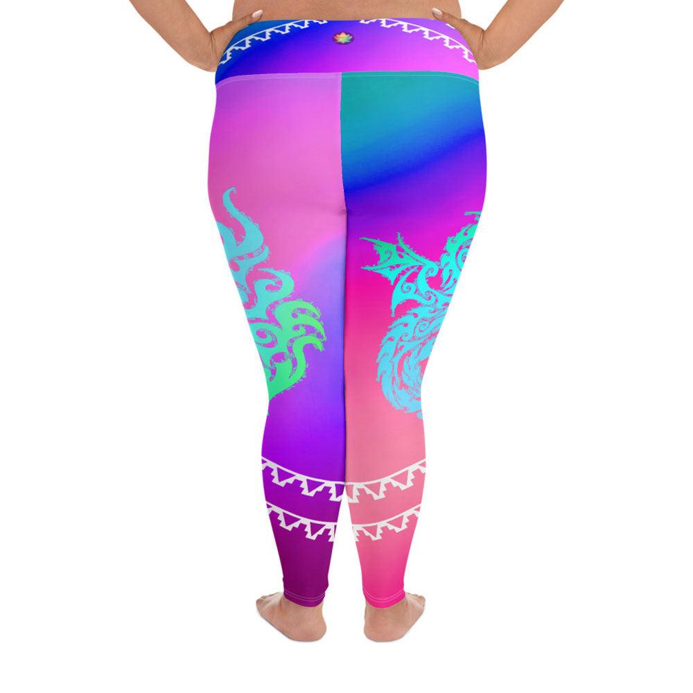 Dragon Desi - Plus Athlo Yoga Leggings sustainable fashion athleisure includes plus size activewear yoga clothes unique flare leggings shorts dresses one pieces travel wear for ladies