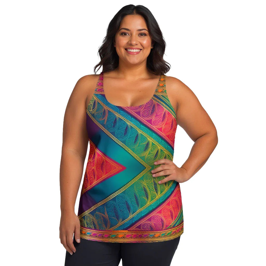 Kasani Sari - Plus Athlo Flex Tank sustainable fashion athleisure includes plus size activewear yoga clothes unique flare leggings shorts dresses one pieces travel wear for ladies