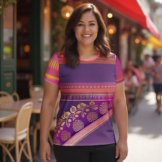 Ronish Sari - Plus Athlo Flex Shirt sustainable fashion athleisure includes plus size activewear yoga clothes unique flare leggings shorts dresses one pieces travel wear for ladies