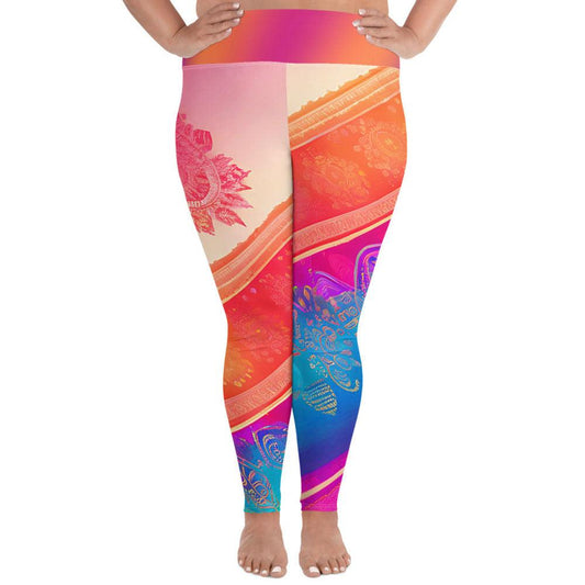 Jaini Sari - Plus Athlo Yoga Leggings sustainable fashion athleisure includes plus size activewear yoga clothes unique flare leggings shorts dresses one pieces travel wear for ladies