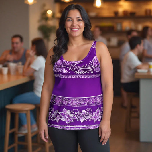 Sanavi Henna -Plus Athlo Flex Tank sustainable fashion athleisure includes plus size activewear yoga clothes unique flare leggings shorts dresses one pieces travel wear for ladies