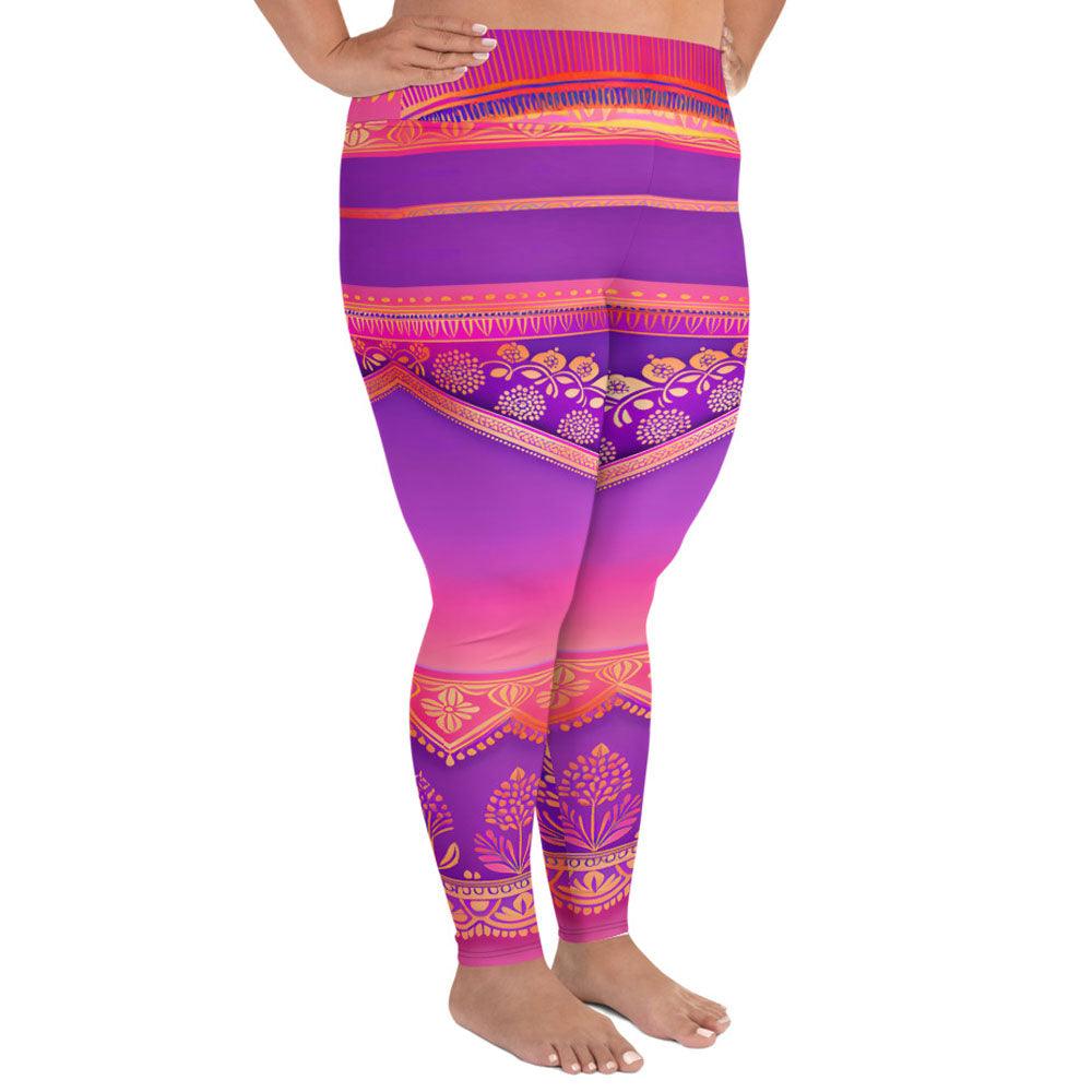 Ronish Sari - Plus Athlo Yoga Leggings sustainable fashion athleisure includes plus size activewear yoga clothes unique flare leggings shorts dresses one pieces travel wear for ladies