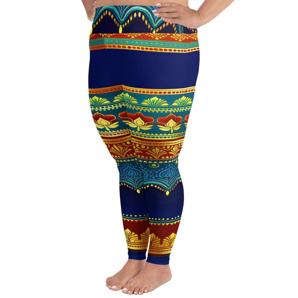 Perani Sari - Plus Athlo Yoga Leggings sustainable fashion athleisure includes plus size activewear yoga clothes unique flare leggings shorts dresses one pieces travel wear for ladies