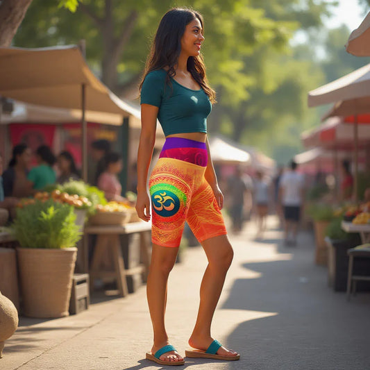 Srinithi - Athlo Yoga Long Shorts sustainable fashion athleisure includes plus size activewear yoga clothes unique flare leggings shorts dresses one pieces travel wear for ladies