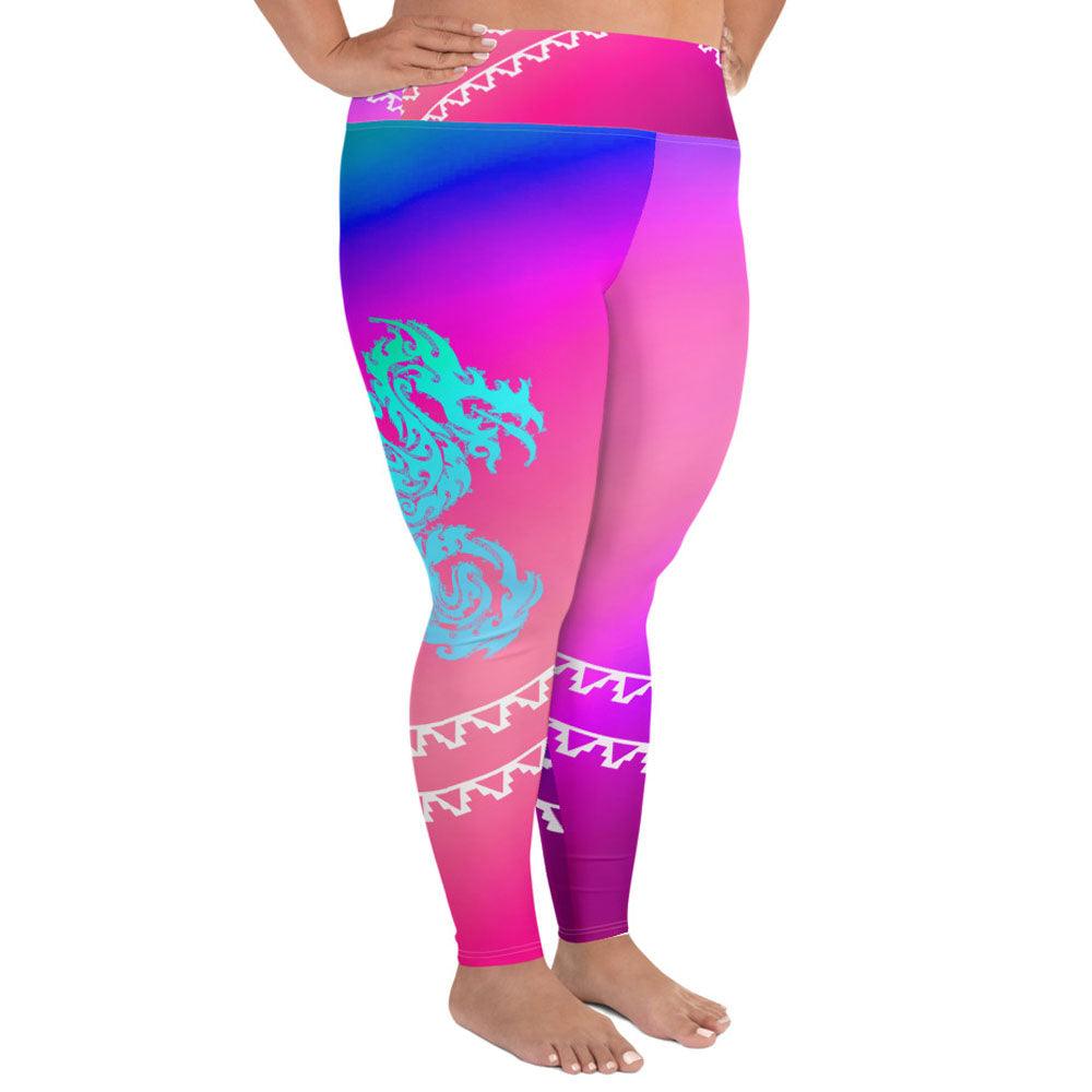 Dragon Desi - Plus Athlo Yoga Leggings sustainable fashion athleisure includes plus size activewear yoga clothes unique flare leggings shorts dresses one pieces travel wear for ladies