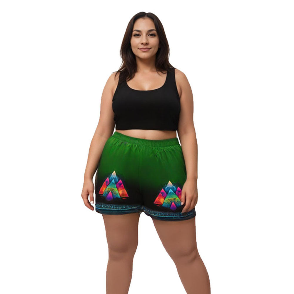 Arez - Plus Athlo Rec Shorts best workout and yoga pants for women affordable sustainable recycled unique cool funky plus size leggings by Namaste Fashion