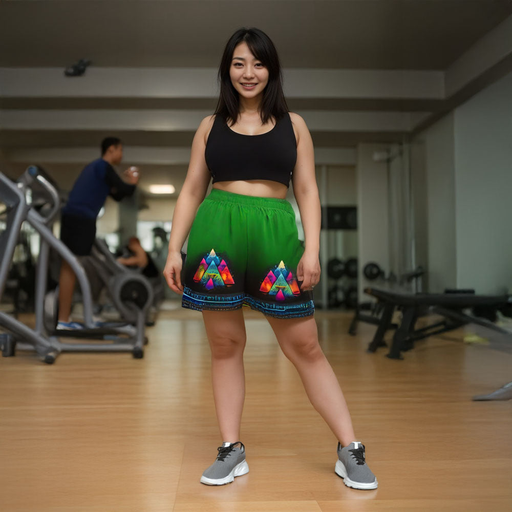 Arez - Plus Athlo Rec Shorts best workout and yoga pants for women affordable sustainable recycled unique cool funky plus size leggings by Namaste Fashion