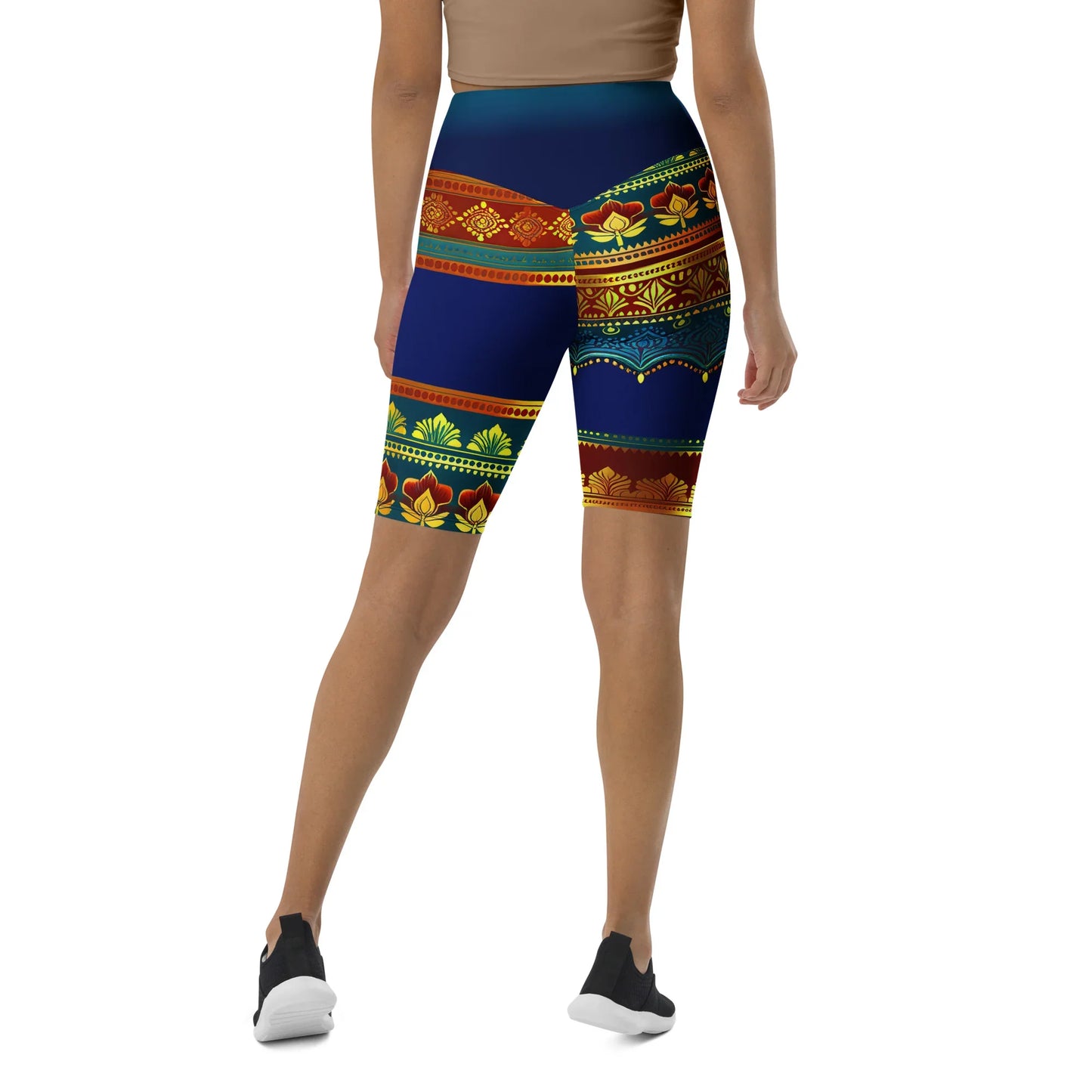 Perani Sari - Athlo Yoga Long Shorts sustainable fashion athleisure includes plus size activewear yoga clothes unique flare leggings shorts dresses one pieces travel wear for ladies