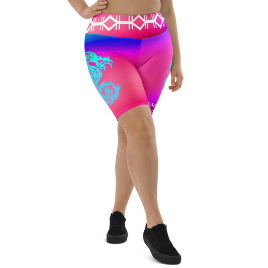 Dragon Desi - Plus Athlo Yoga Long Shorts sustainable fashion athleisure includes plus size activewear yoga clothes unique flare leggings shorts dresses one pieces travel wear for ladies