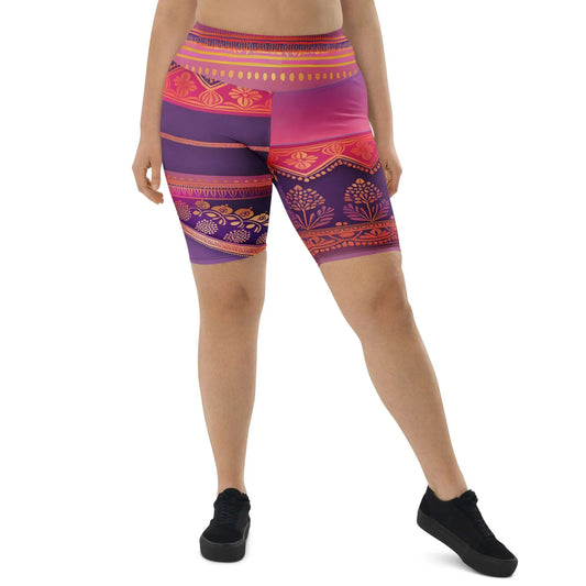 Ronish Sari - Plus Athlo Yoga Long Shorts sustainable fashion athleisure includes plus size activewear yoga clothes unique flare leggings shorts dresses one pieces travel wear for ladies