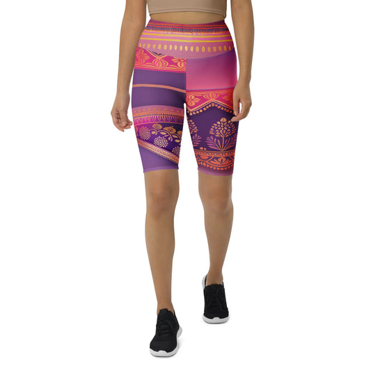 Ronish Sari - Athlo Yoga Long Shorts sustainable fashion athleisure includes plus size activewear yoga clothes unique flare leggings shorts dresses one pieces travel wear for ladies