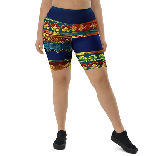 Perani Sari - Plus Athlo Yoga Long Shorts sustainable fashion athleisure includes plus size activewear yoga clothes unique flare leggings shorts dresses one pieces travel wear for ladies