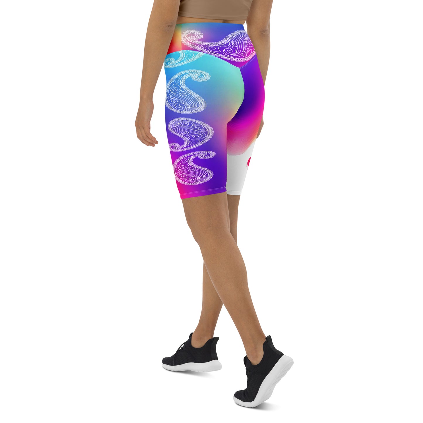 Girisha - Athlo Yoga Long Shorts best workout and yoga pants for women affordable sustainable recycled unique cool funky plus size leggings by Namaste Fashion
