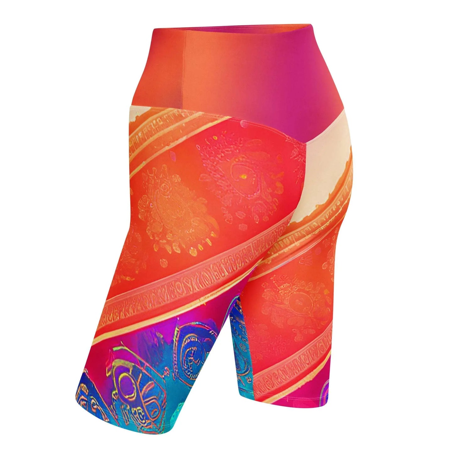 Jaini Sari - Athlo Yoga Long Shorts sustainable fashion athleisure includes plus size activewear yoga clothes unique flare leggings shorts dresses one pieces travel wear for ladies