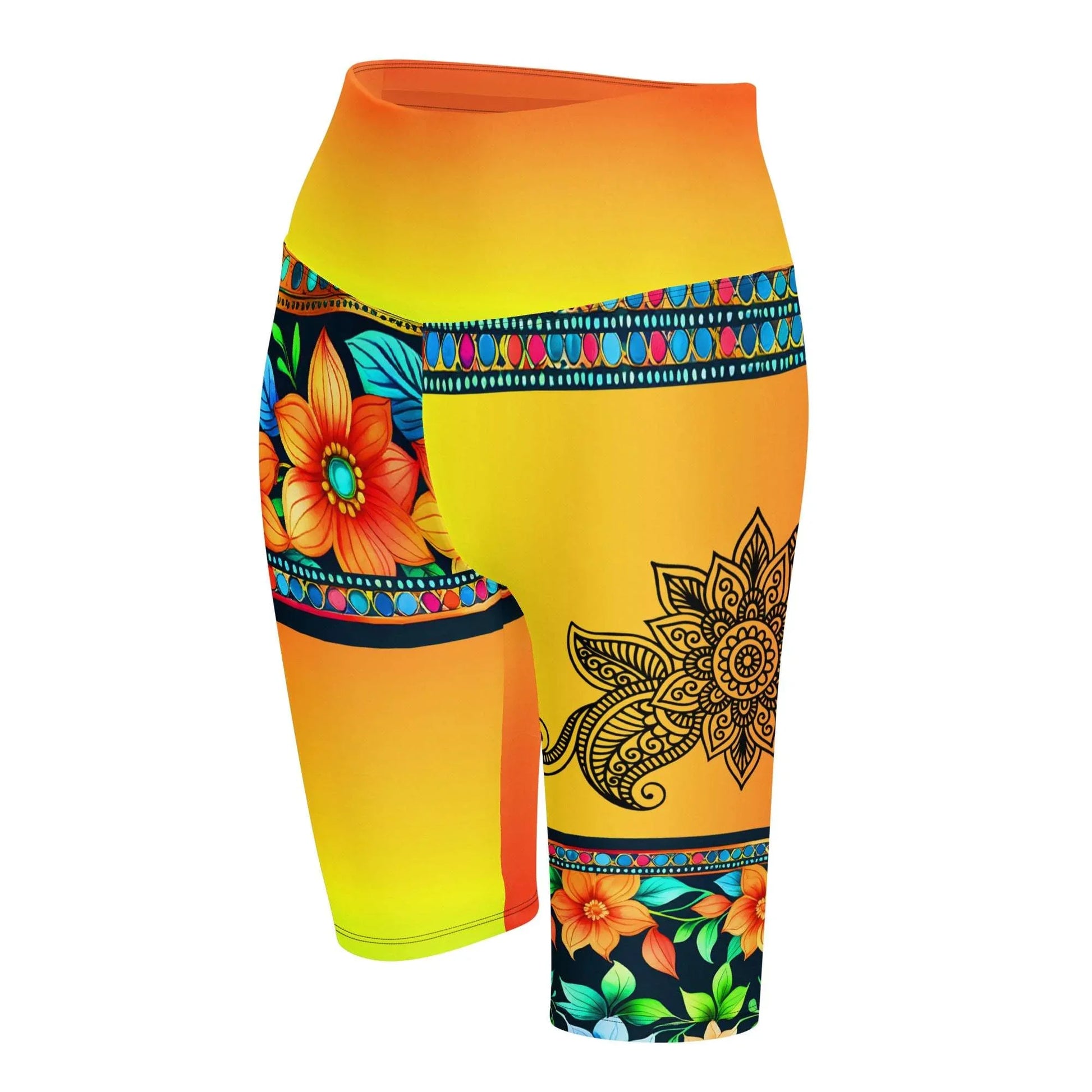 Lexani - Plus Athlo Yoga Long Shorts sustainable fashion athleisure includes plus size activewear yoga clothes unique flare leggings shorts dresses one pieces travel wear for ladies