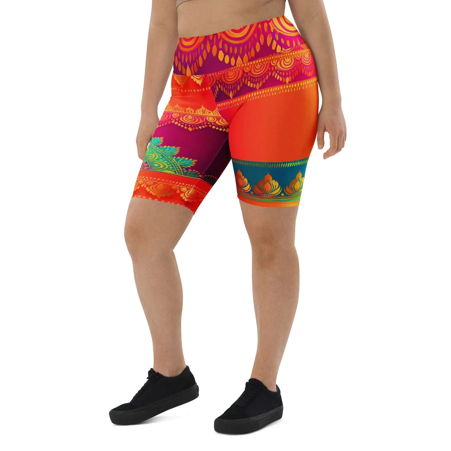 Aijya Sari - Plus Athlo Yoga Long Shorts sustainable fashion athleisure includes plus size activewear yoga clothes unique flare leggings shorts dresses one pieces travel wear for ladies